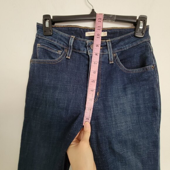 Levi's 721 High Rise Skinny Blue Denim Jeans Pants Size 26 - Picture 13 of 16